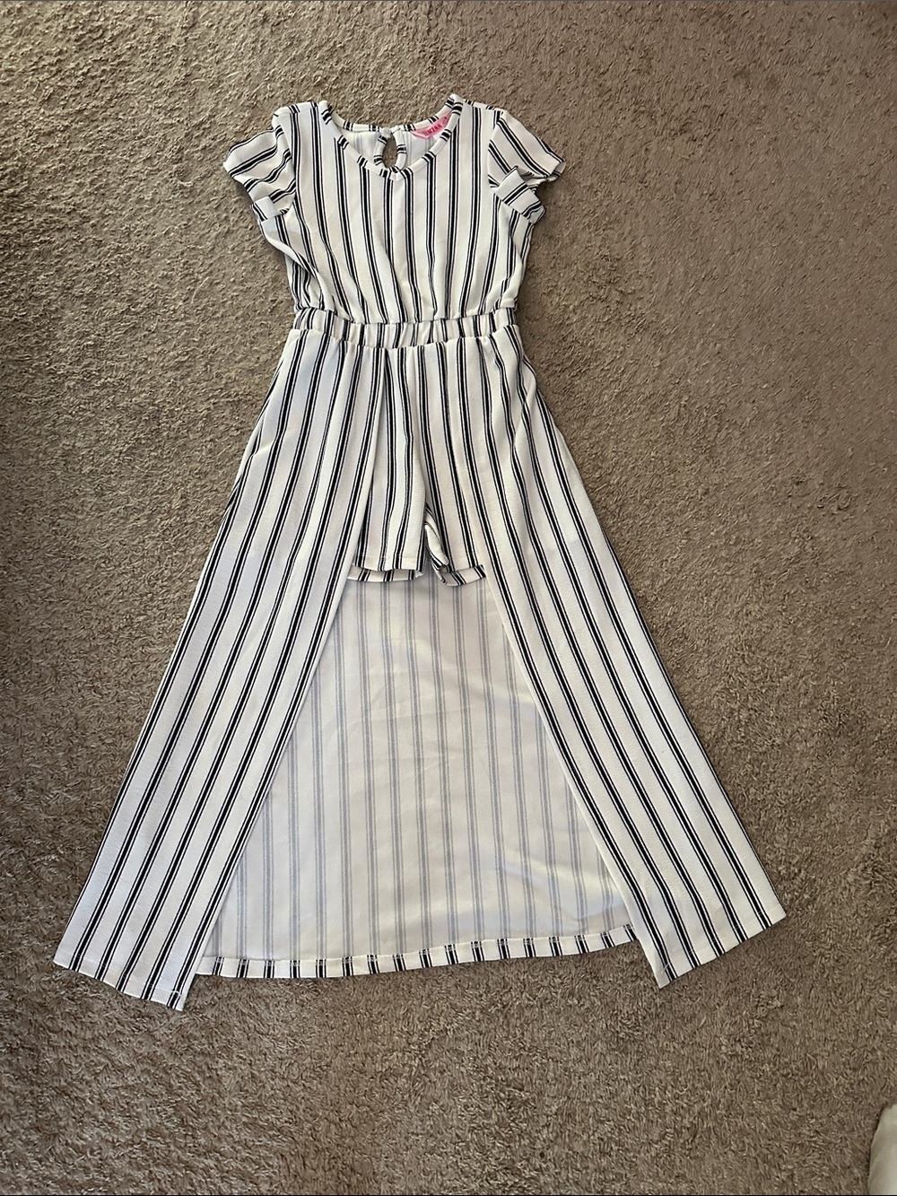 Kiss White and Black Striped Maxi Jumpsuit/Romper Dress